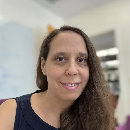 Lydia Daboussi sitting in her office at UCLA