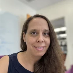 Lydia Daboussi sitting in her office at UCLA